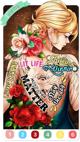 Tattoo Coloring games  [МОД Unlimited Money] Screenshot 5